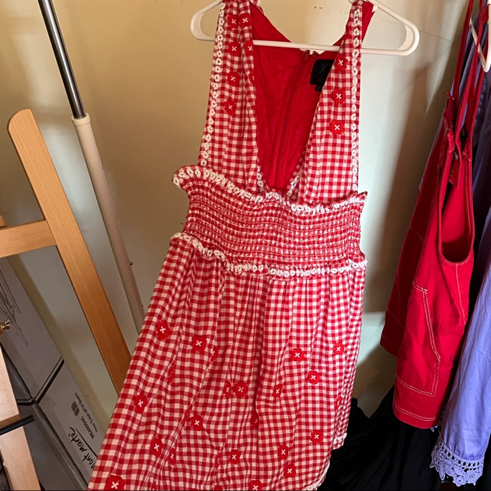 Red Gingham Sleeveless Dress